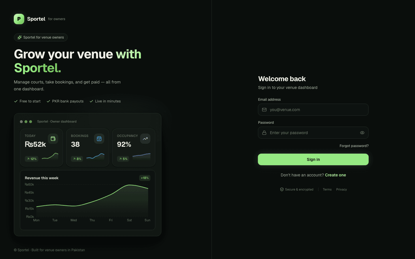 Sportel — Booking & payments SaaS